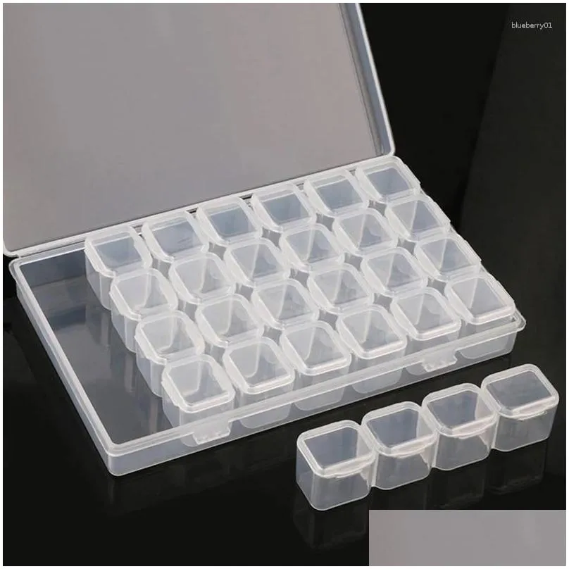 nail art kits 28 slots decoration storage box empty clear for rhinestone container