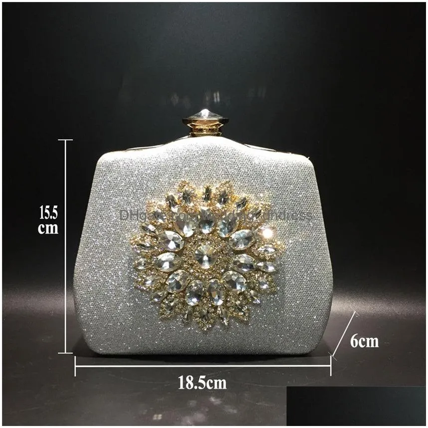 women clutch handbag wedding bridal evening bags crystal flower sunflower rhinestone purse bag3103