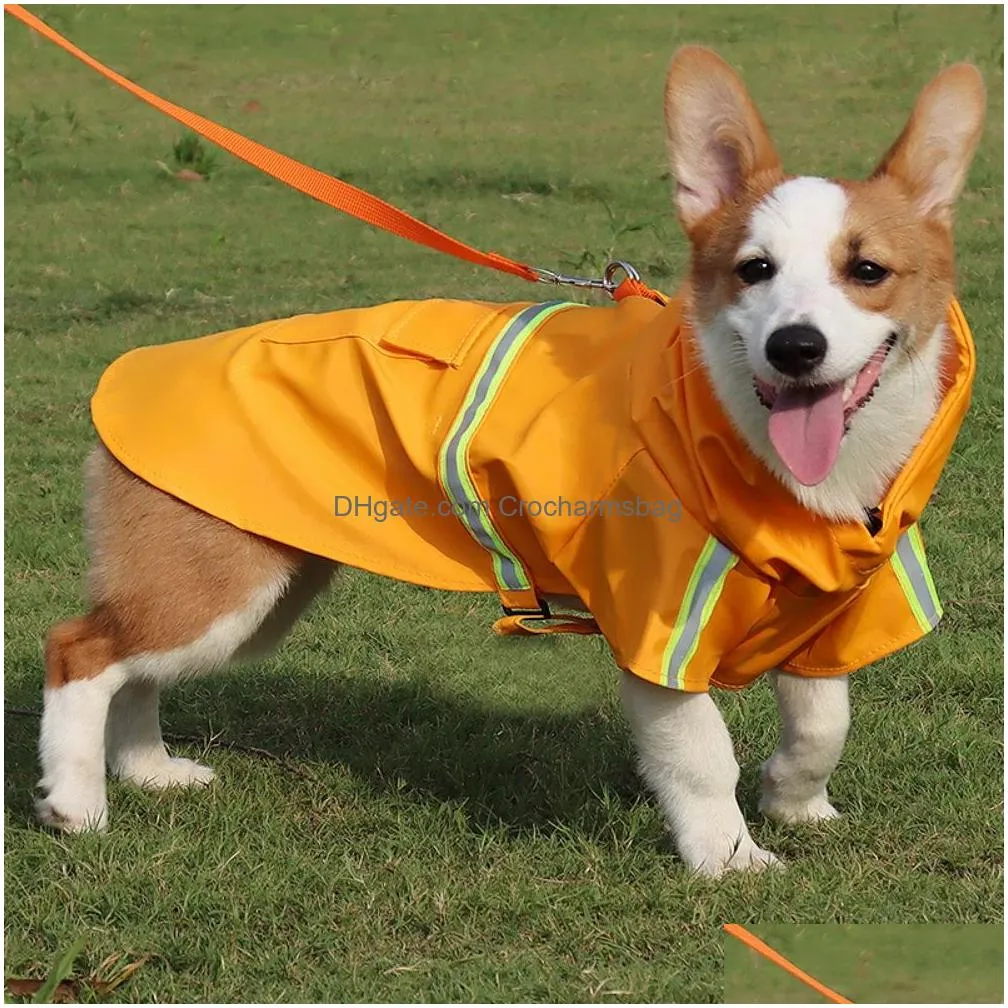 Dog Apparel Raincoats S5Xl Pet Clothes Dog Raincoat Safety Reflective Strip Wearresistant Small Large Rain Coat Waterproof Outdoor Dro Dho43