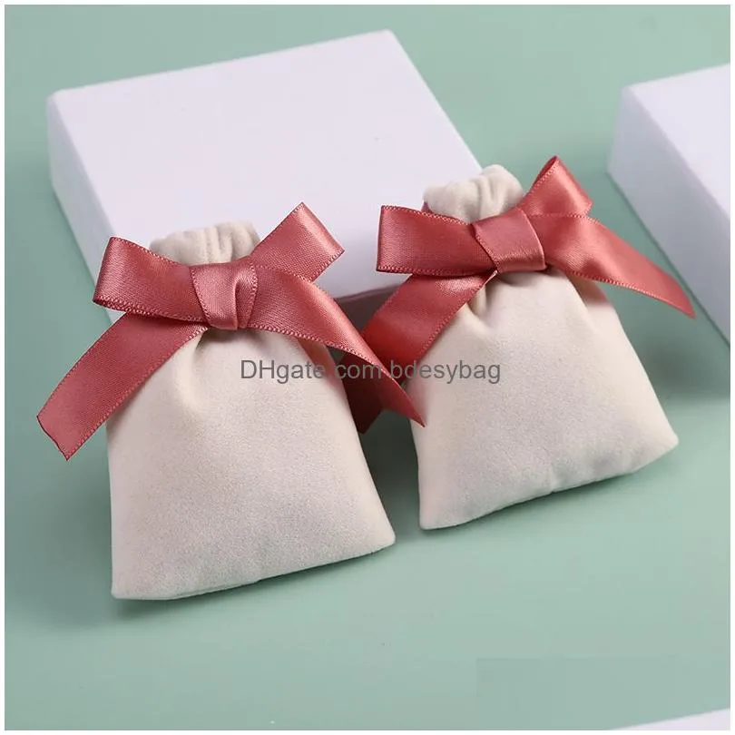 Handmade Bowknot Jewelry Bag Beaded Bracelet Necklace Earring Pouches Drawstring Packaging Wedding Party Supplies