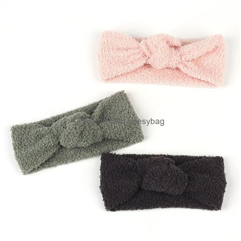 Children Girl Winter Solid Color Headbands Baby Warm Hairband Headwear Party Decor Fashion Accessories