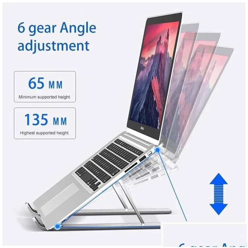 other computer accessories aluminum laptop stand for desk with anti slip pads adjustable 6 angles riser foldable notebook holder compa