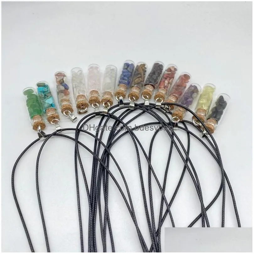 Pendant Necklaces Handmade Energy Crystal Stone Cute Glass Bottle Pendant Necklaces For Women Men Lovers Party Chain Jewelry Drop Deli Dhnkw
