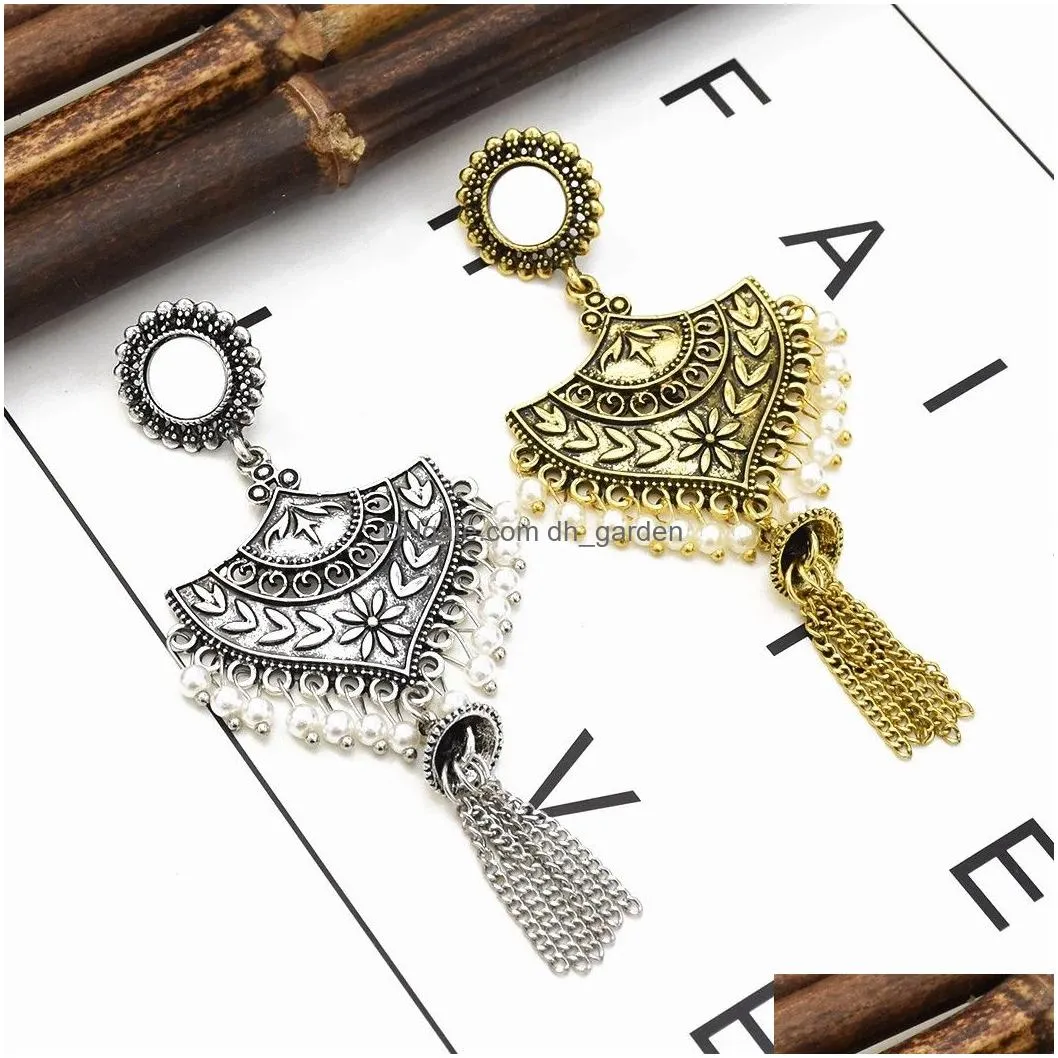 Indian Vintage Gold Silver Bell Tassel Statement Jhumka Earrings For Women Ethnic Party Jewelry