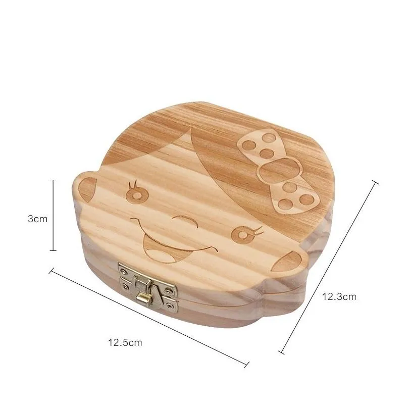 kids baby keepsakes wood tooth fairy box save milk teeth organizer storage box 2 styles dda483