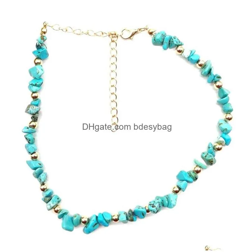 Irregular Natural Energy Crystal Stone Beaded Chain Necklaces Chokers For Women Girl Party Club Decor Jewelry
