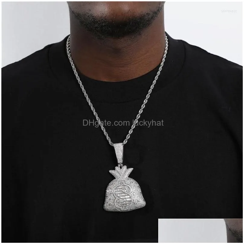 Chains Hip Hop Rap Gold Color Us Dollar Money Bag Pendant Necklace Chain Accessories Hiphop For Women/Men Bling Jewelry Drop Delivery Dh7Wd