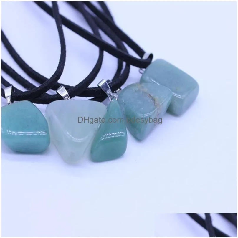 Irregular Natural Original Energy Stone Pendant Necklaces For Women Men Party Jewelry With Rope Chain
