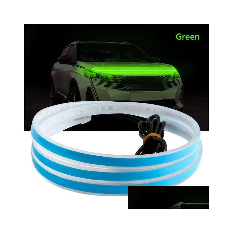 Decorative Lights New 12V Car Scan Lighting Daytime Running Light Hood Strip Waterproof Diy Cutter Lights Decorative Ambient Neon Lamp Dhfzj