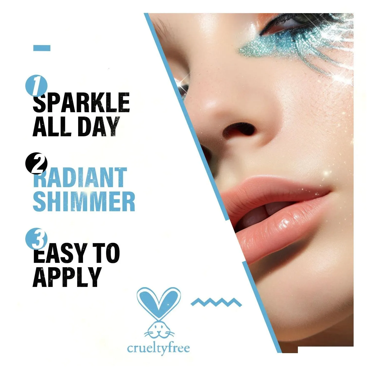charmacy 3pcset glitter eyeliner liquid waterproof longstay easy to wear shiny diamond pen set brighten eye makeup 240220