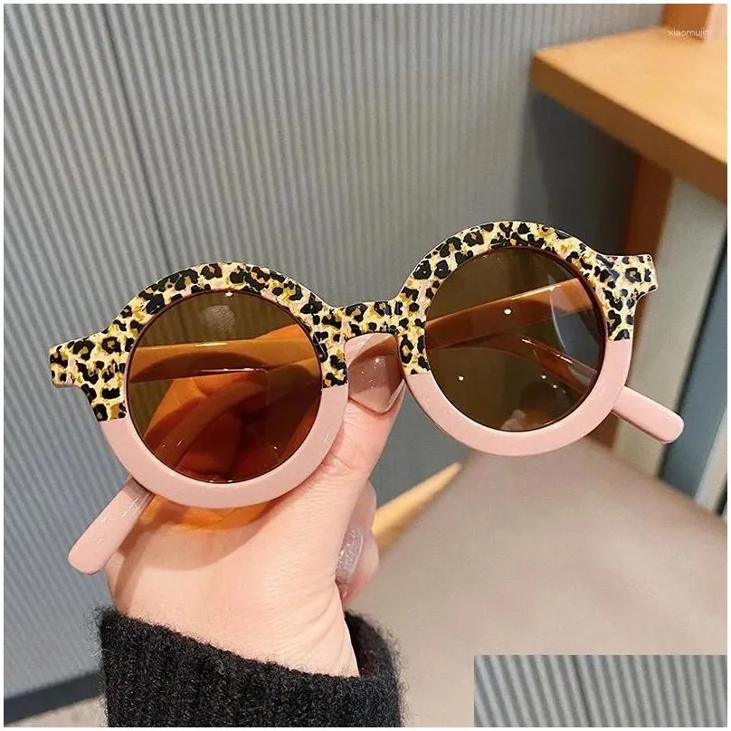 hats boiiwant fashion children sunglasses anti-uv round-shaped leopard glasses kid pography props outdoor beach protection