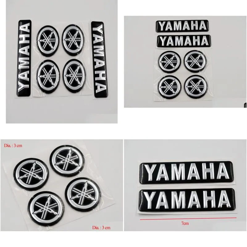 black silver 3d emblem decal 7cm plus tuning fork 3cm for all yamaha models motorcycles custom1660969