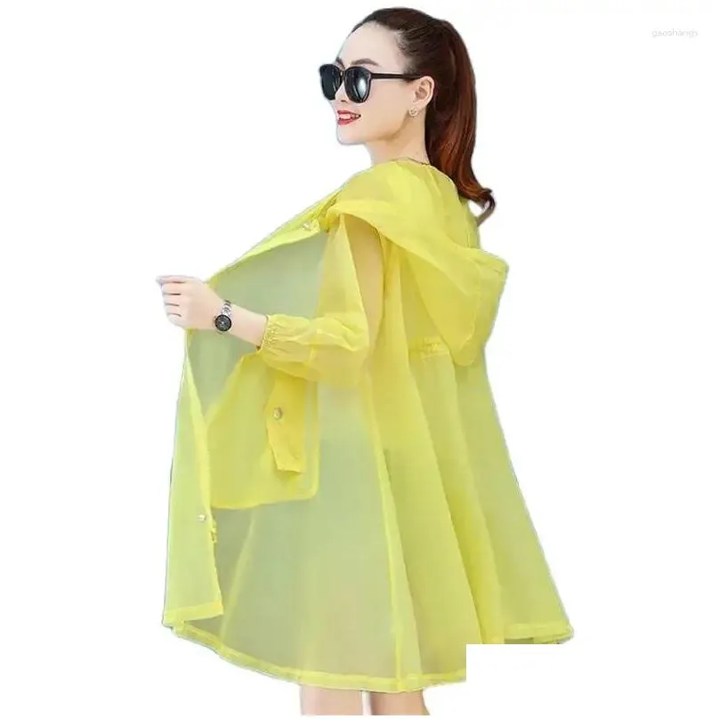 women`s trench coats hooded sun-protective clothing thin windbreaker long beach sunscreen anti-ultraviolet breathable casual outerwear