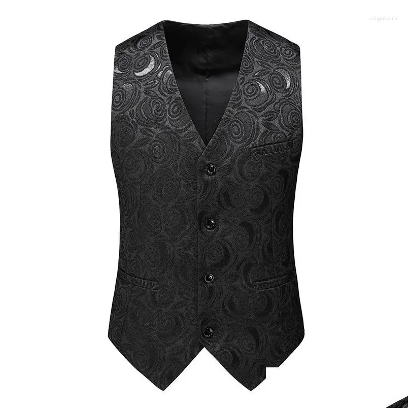 men`s vests mens 2024 waistcoats suit vest for men black victorian gothic steampunk formal waistcoat tuxedo 6xl big size