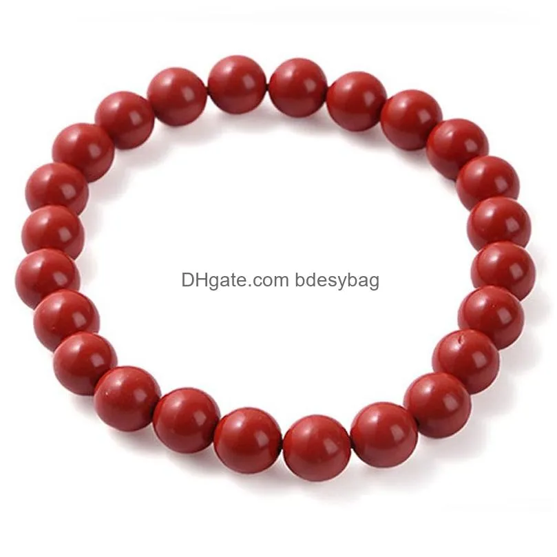 Unisex Natural Stone Red Color Strands Beaded Charm Bracelets For Wome Men Lover Birthday Handmade Elastic Jewelry