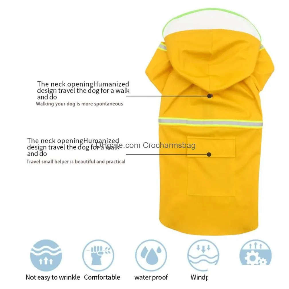 Dog Apparel Raincoats S5Xl Pet Clothes Dog Raincoat Safety Reflective Strip Wearresistant Small Large Rain Coat Waterproof Outdoor Dro Dho43