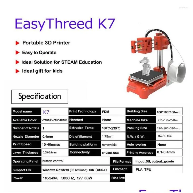 printers 3d printer desktop mini 100 100mm printing size for children student household education beginner