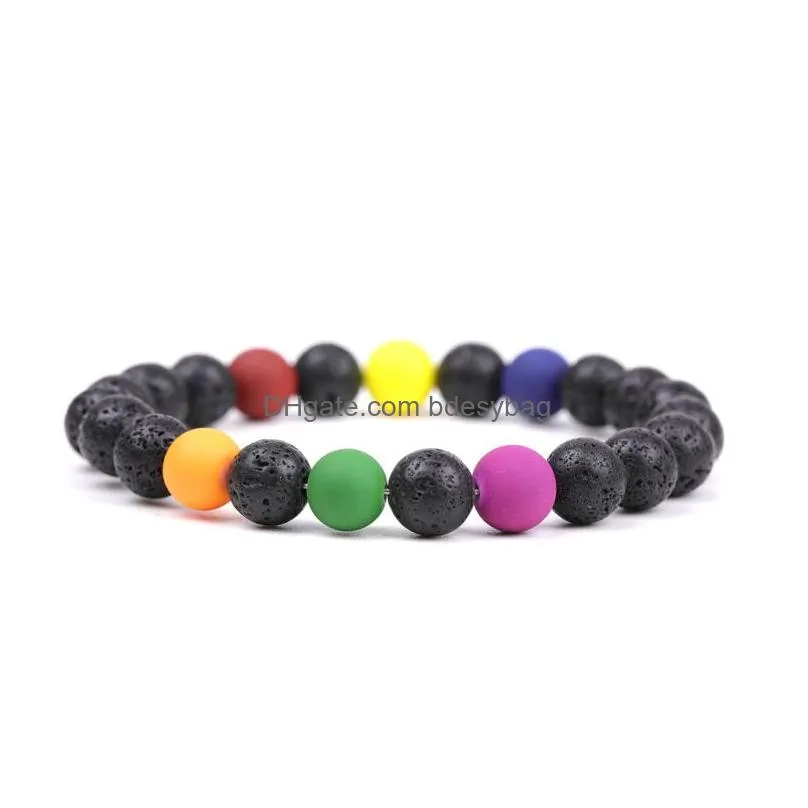 Beaded 8Mm Colorf Stone Handmade Beaded Strands Charm Bracelets For Men Women Elastic Bangle Fashion Lover Jewelry Drop Delivery Jewe Dhvta