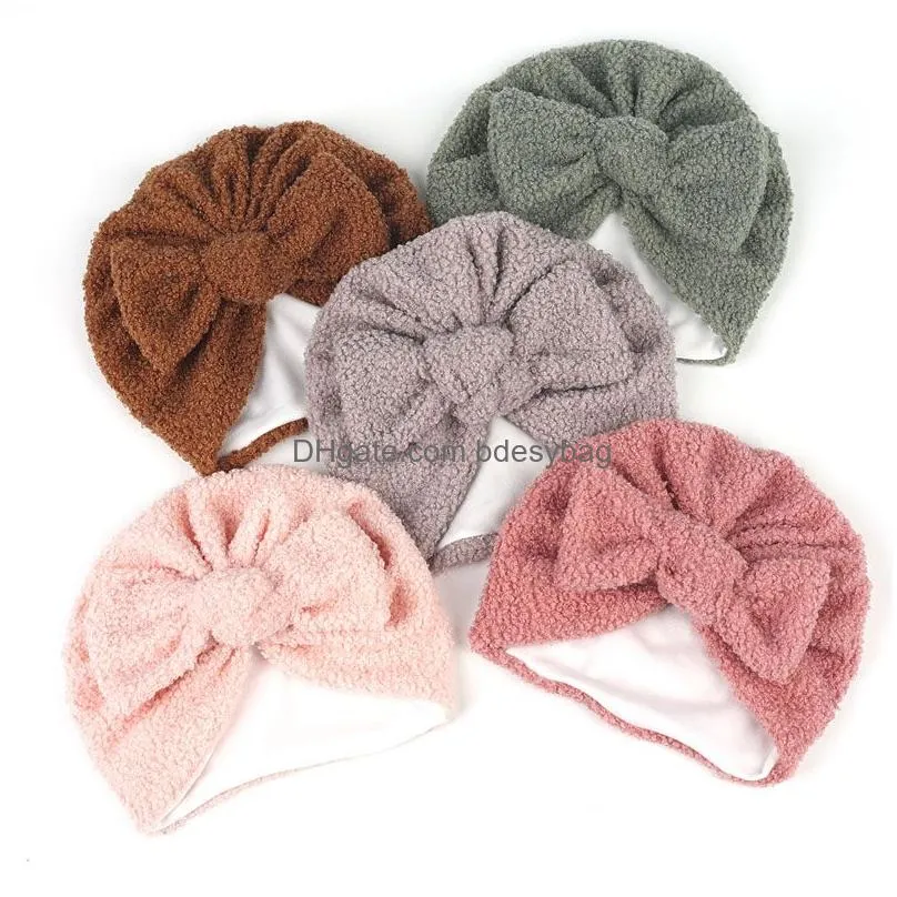 Newborn Baby Solid Color Bowknots Kids Winter Beanie Hat Infant Warm Caps Headwear Party Decor Fashion Accessories