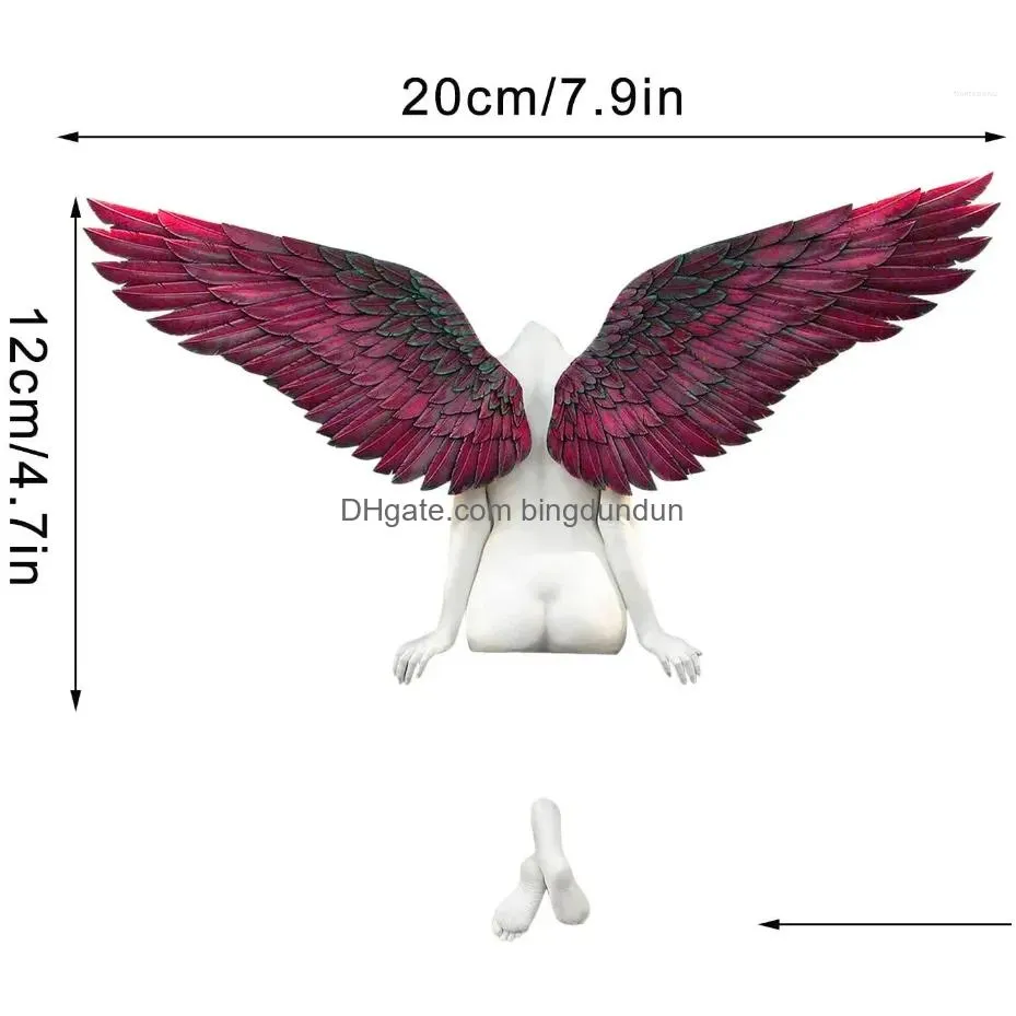 Wall Stickers 30cm Angel Art Sculpture Decoration 3d Statue Living Room Bedroom Home Decor Garden Artwork Wings