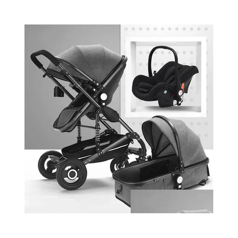 baby stroller 3 in 1 newborn baby carriage high landscape stroller four seasons cushioning brand soft high-end breathable designer