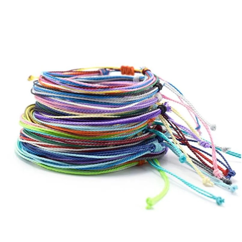 Handmade Rope Braided Solid Color Multilayer Swimming Charm Bracelets For Women Men Lover Adjustable Jewelry