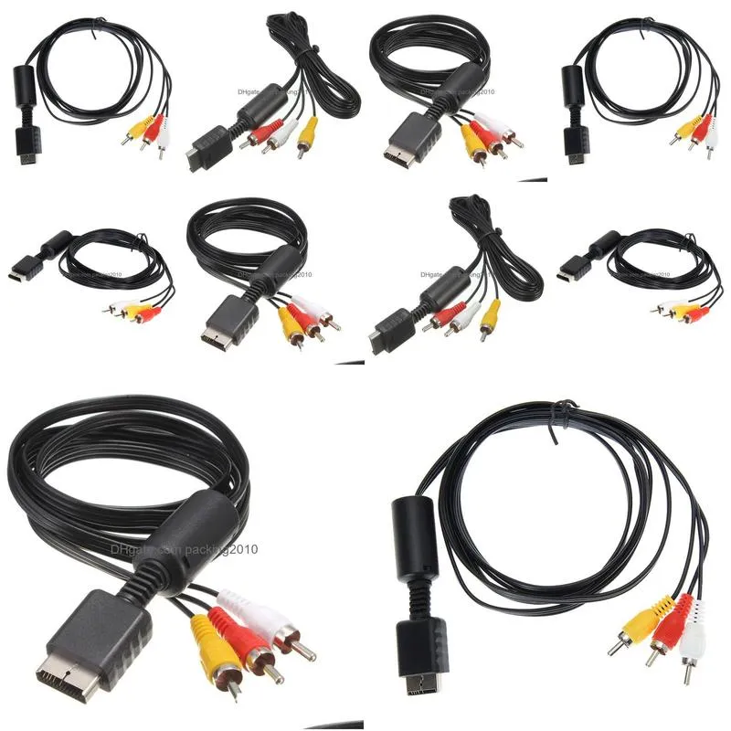 500pcs lots 1.8m Audio Video To 5 RCA AV Cable for PS3/PS2 AV Component TV Video Cable