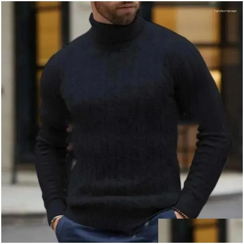 Men`S Sweaters Mens Sweaters Autumn And Winter High Neck Sweater Knitted Plover Round Warm Plovers Slim Fitting Casual Drop Delivery Dhkr0