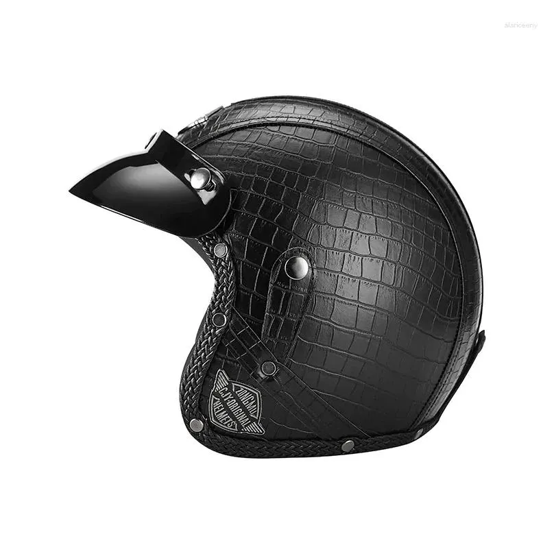 motorcycle helmets vintage leather helmet retro open face chopper casco moto vespa motorbike casque capacete de masculino dot