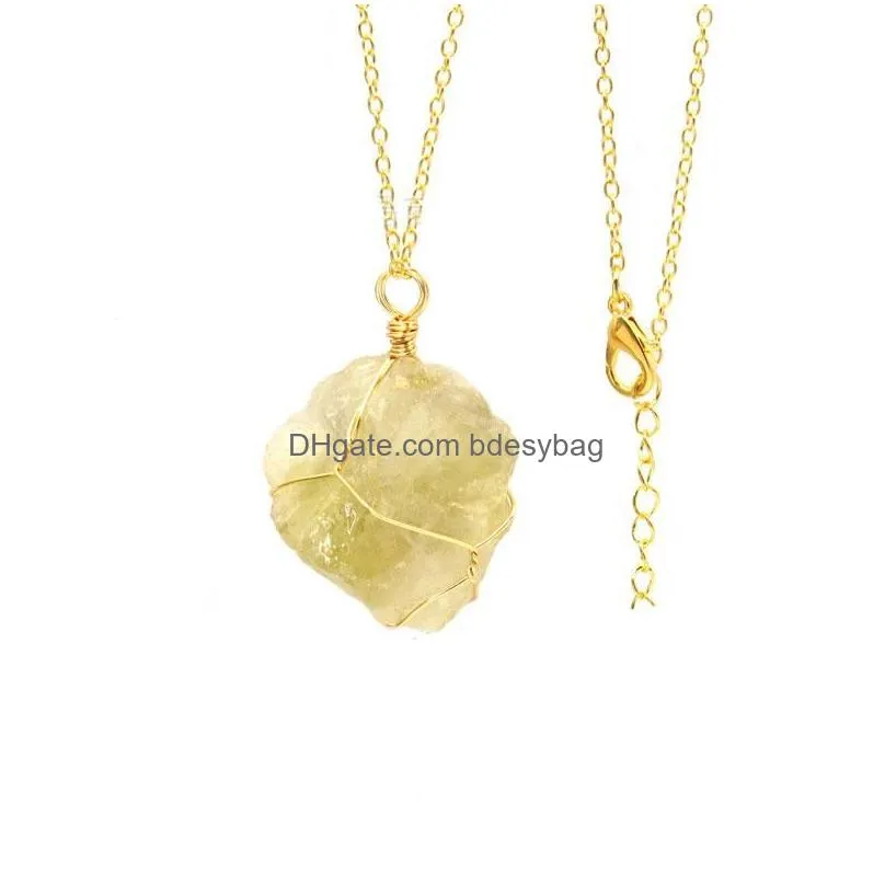 Irregular Crystal Stone Gold Silver Plated Pendant Necklaces Party Club Decor Fashion Handmade Jewelry For Women Girl