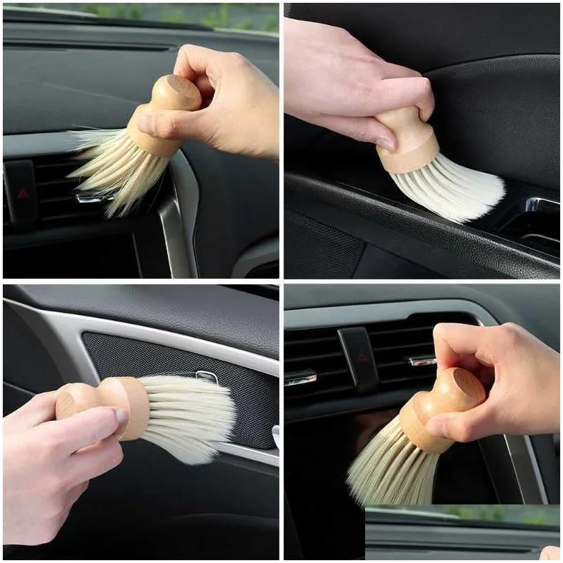 Other Interior Accessories New Car Detail Cleaning Brush Air Outlet Corner Dust Round Handle Pc Laptop Keyboard Brushes Drop Delivery Dh1Yl