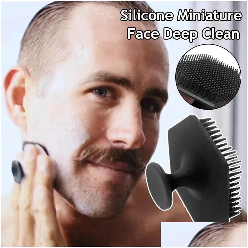 makeup brushes men facial cleansing brush scrubber silicone miniature face deep clean shave massage skin care exfoliating beard 2024