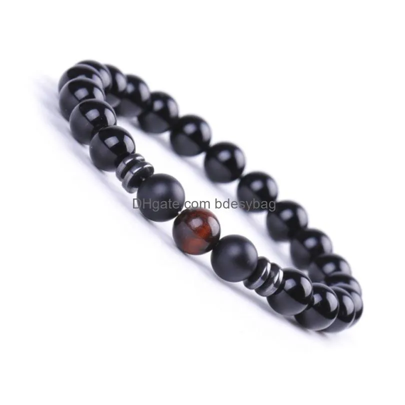 8mm Natural Stone Handmade Beaded Strands Charm Bracelets Elastic Jewelry For Women Men Party Club Decor Yoga