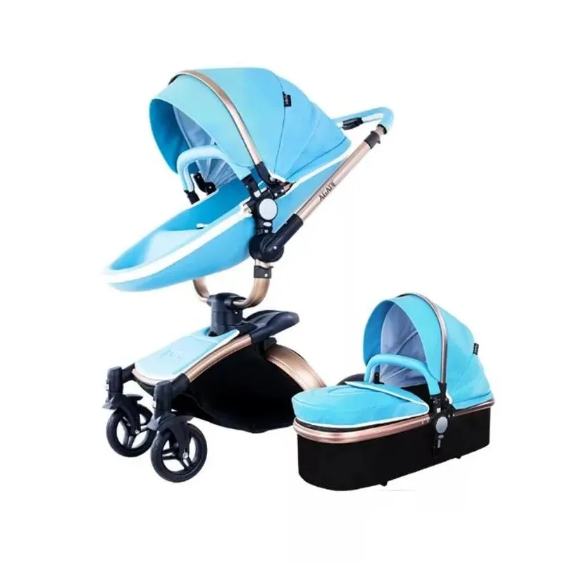 strollers# high quality baby stoller 3 in 1 pram landscape fold pu leather kinderwagen carriage car born pushchair