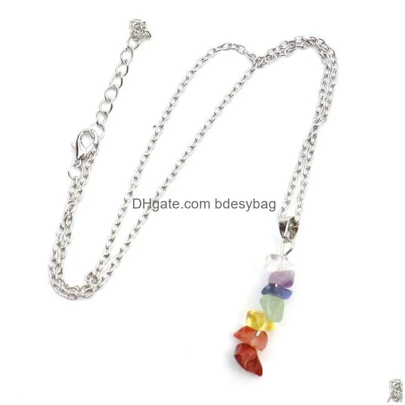 Irregular Natural Crystal Stone Pendant Necklaces With Silver Plated Chain For Women Men Party Decor Jewelry