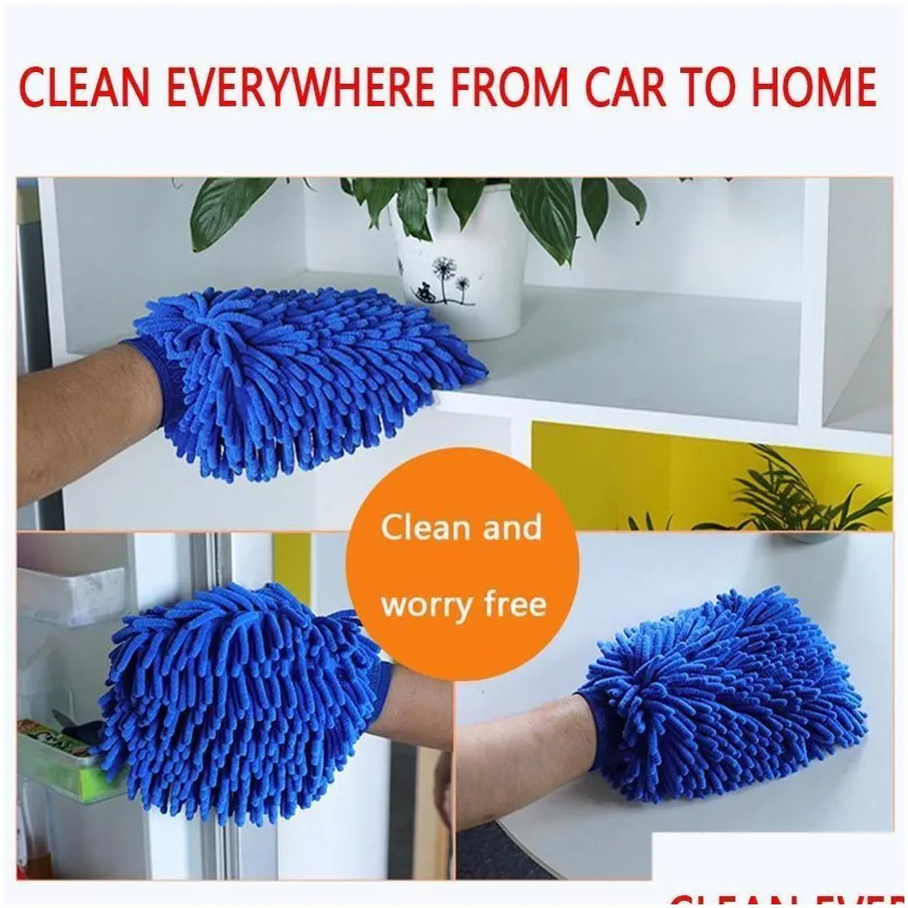 Car Sponge Car Microfibre Wash Sponge Cleaning Drying Gloves Trafine Fiber Chenille Microfiber Window Washing Tool Home Drop Delivery Dhvpr