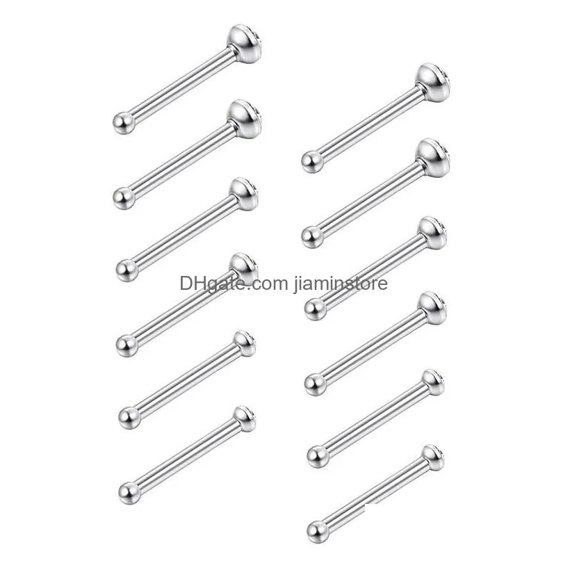 Nose Rings & Studs 60Pcs Stainless Steel Nose Studs Rings Piercing Pin Body Jewelry 1.5Mm 2Mm Drop Delivery Jewelry Body Jewelry Dhx1G