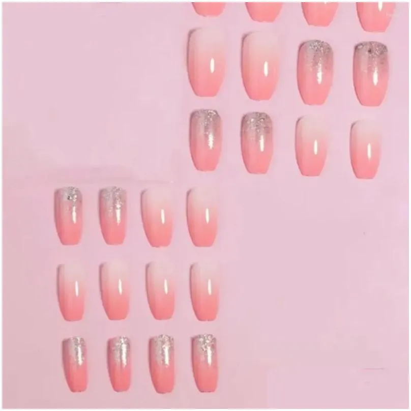 false nails faux fingernails coffin fake square head wearable manicure press on medium /long length full cover nail tips girl