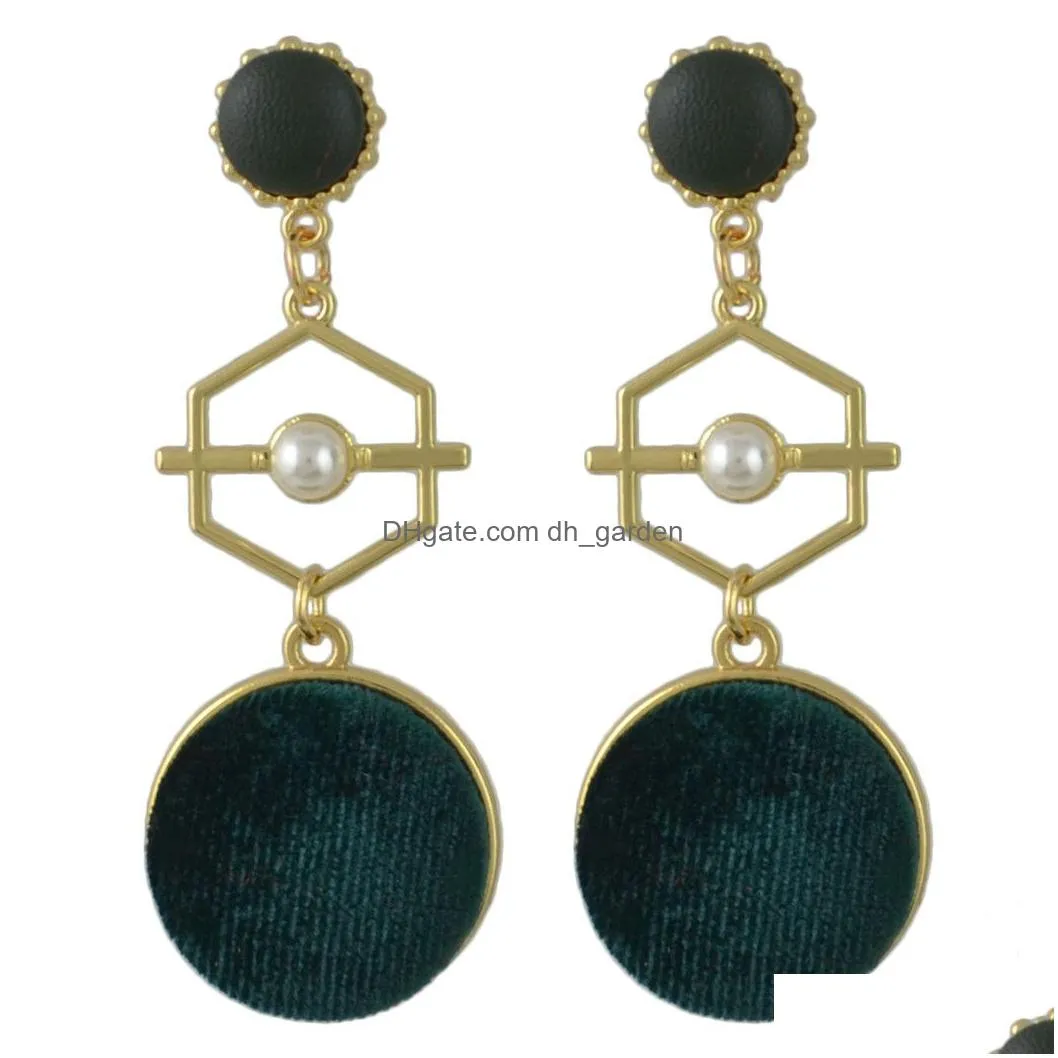 3 Colors Gold Metal Velvet Ball Long Drop Earrings for Women Ladies Party Fashion Accessories
