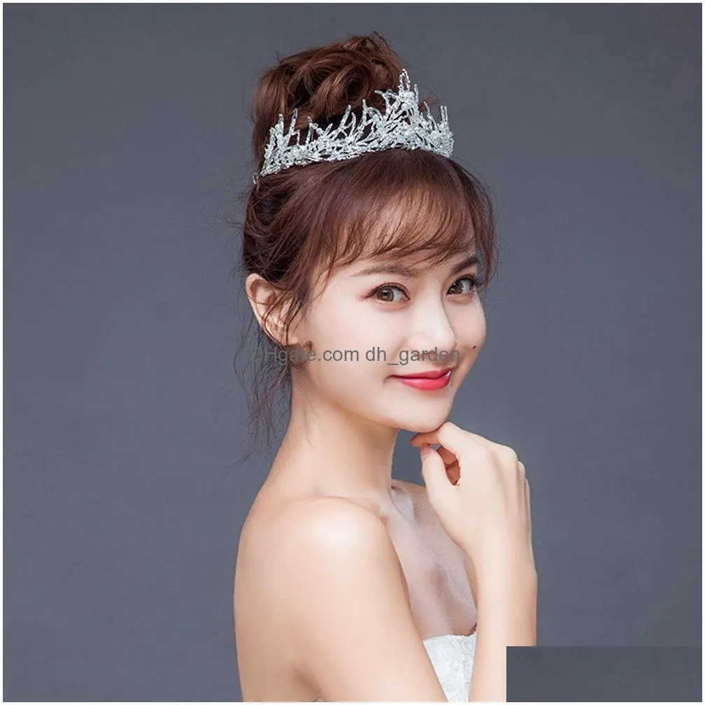 US Warehouse Bridal Headbands Tiara Crown with Rhinestone and Simulated Pearl Wedding Headpiece Jewelry Hair Accessoires for Women