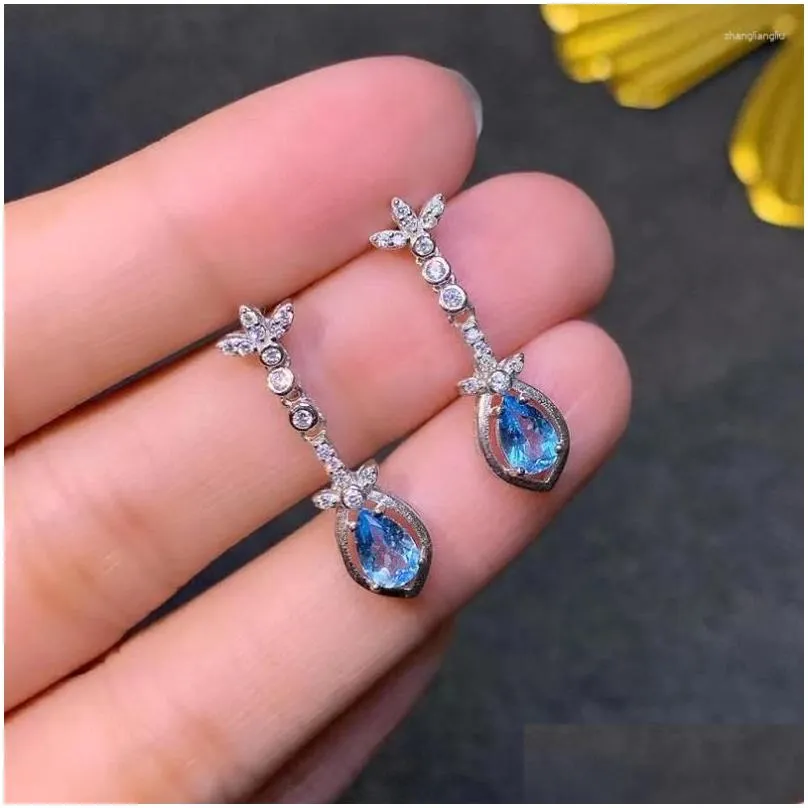 dangle earrings fashion sterling silver gemstone earring jackets 4mm 6mm natural topaz drop 925 jewelry