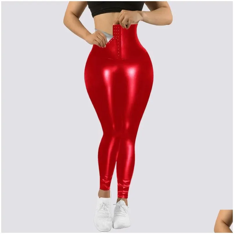 women`s pants yoga with waist tightening and abdominal solid color tight fitting leggings hip lifting exercise