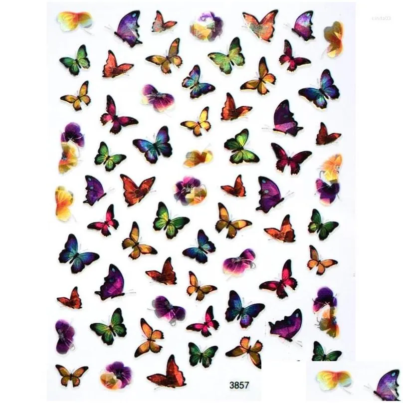 nail stickers butterfly design sticker color laser pattern 3d decorative slider beauty