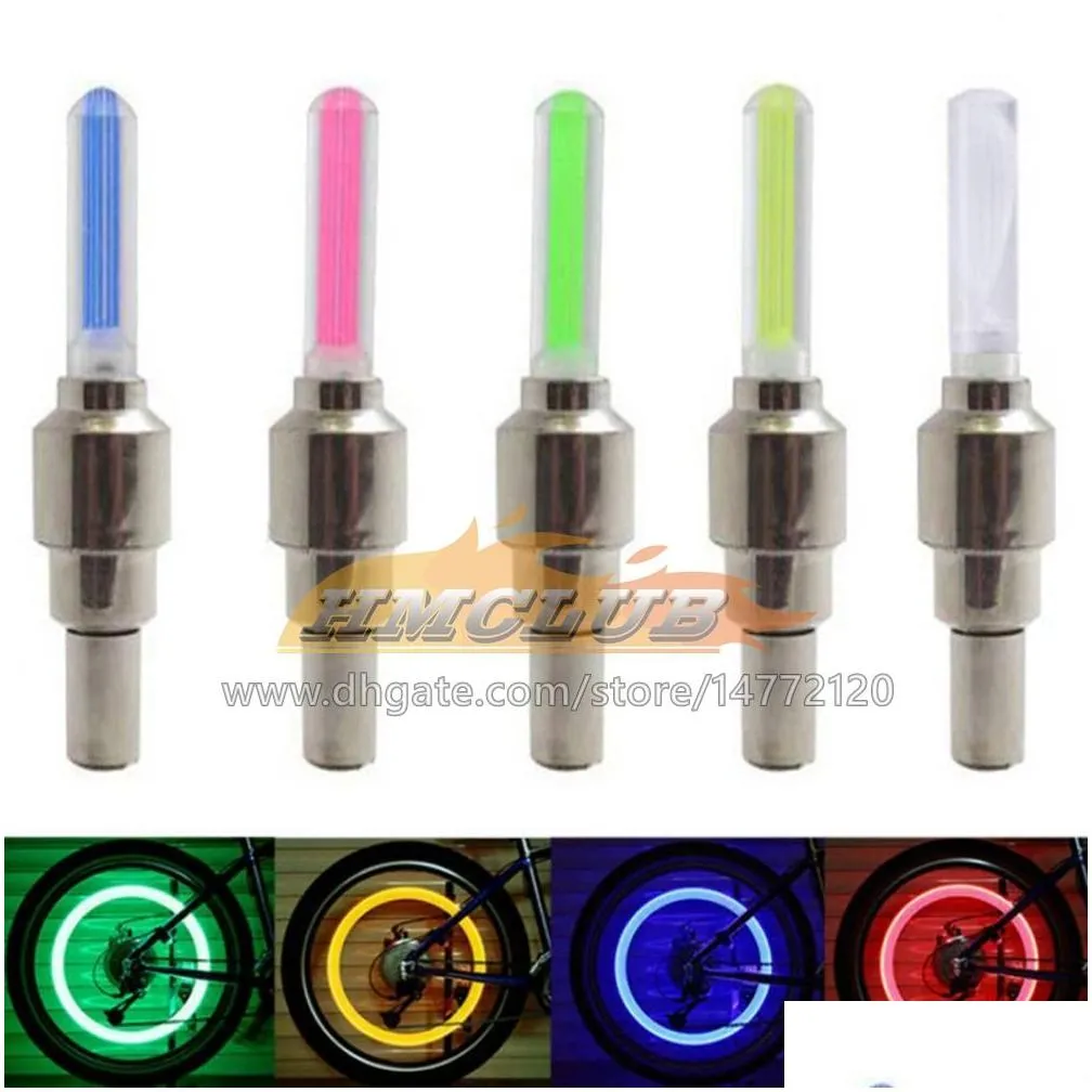 1usd led flash tyre light bike wheel valve cap lights car bikes bicycle motorcycle motorbike wheel tire lamp fashion light 9 colors blue green red yellow