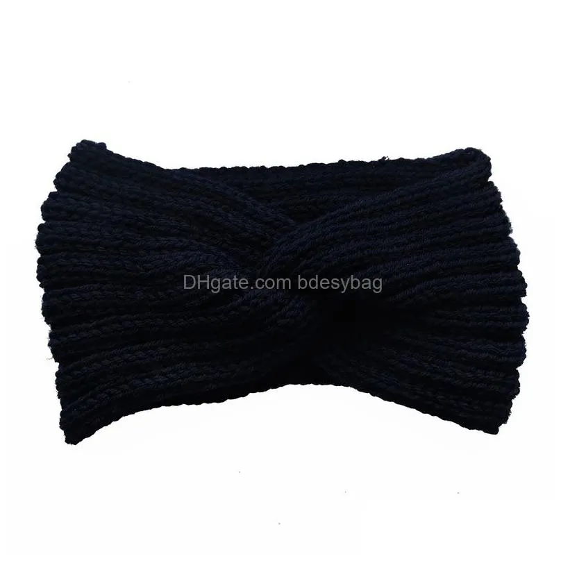 Autumn Winter Knitted Headbands For Women Girl Crochet Stretch Hairbands Headwrap Hair Accessories Lady Headwear
