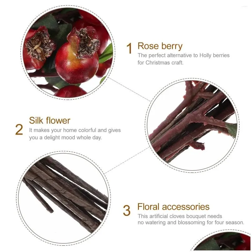 decorative flowers artificial red berry stems desktop decor picks christmas diy wreath decors blueberry