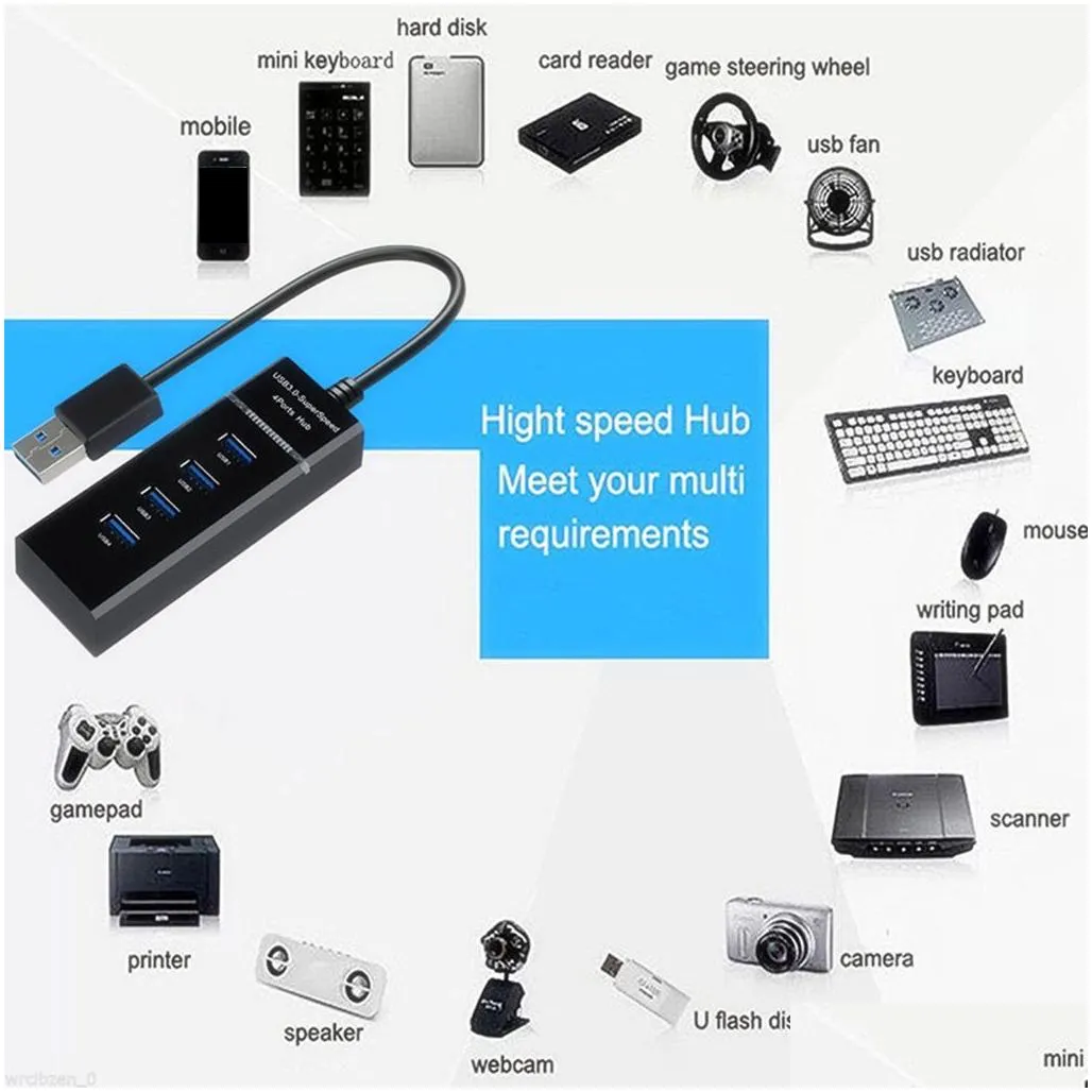 4 in 1 black usb 3.0 hub splitter for ps4/ps4 slim high speed adapter for xbox with package