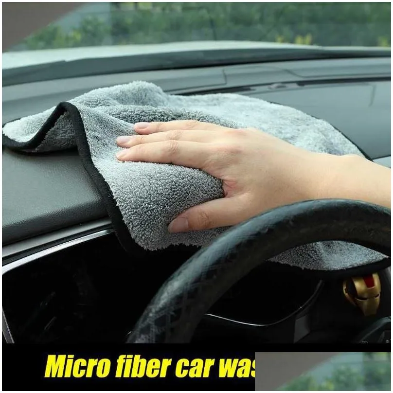 Other Interior Accessories New Microfiber Car Wash Towels Double Thickened P Great Absorbent Rag For Cleaning Windows Tiles Dishes Mir Dhjmo