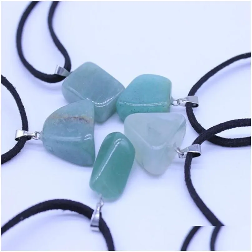 Irregular Natural Original Energy Stone Pendant Necklaces For Women Men Party Jewelry With Rope Chain