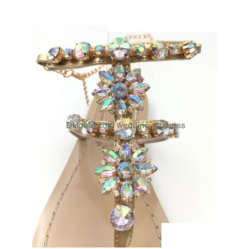 2022 fashion luxury rhinestone crystal summer beach shoes women sandals designer flip flops for slippers wedding shoes bride359632240e